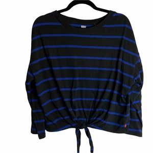 Levi's Women's Blue Striped Tie Front Top